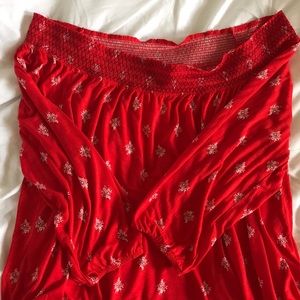 Red cotton off the shoulder top